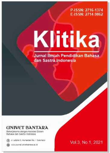 Klitika: Jurnal Ilmiah Pendidikan Bahasa dan Sastra Indonesia